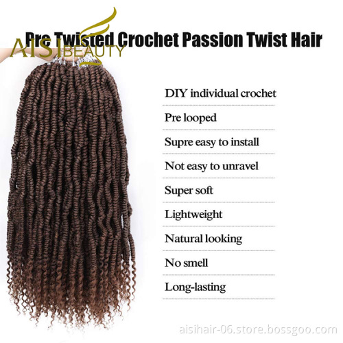 Aisi Beauty Goddess Faux Locs Brown Hair Extensions Pre Twisted Crochet Braids Passion Hairpieces Synthetic Braiding Hair